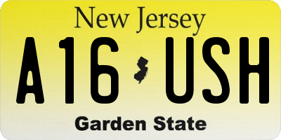 NJ license plate A16USH