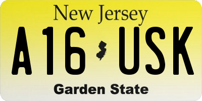 NJ license plate A16USK