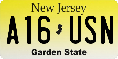 NJ license plate A16USN