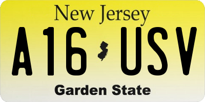 NJ license plate A16USV