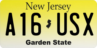 NJ license plate A16USX