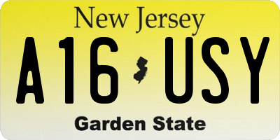 NJ license plate A16USY