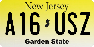 NJ license plate A16USZ