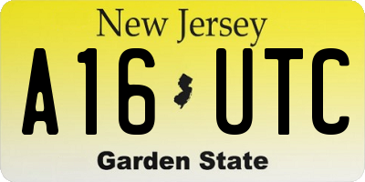 NJ license plate A16UTC