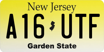 NJ license plate A16UTF