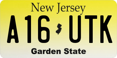NJ license plate A16UTK