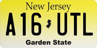 NJ license plate A16UTL