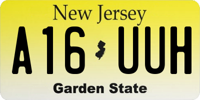 NJ license plate A16UUH