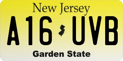 NJ license plate A16UVB
