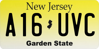 NJ license plate A16UVC