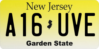 NJ license plate A16UVE