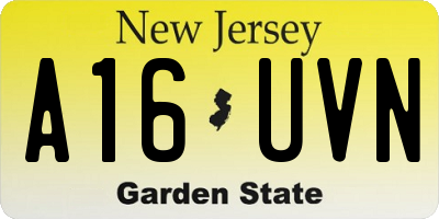 NJ license plate A16UVN
