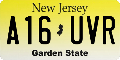 NJ license plate A16UVR