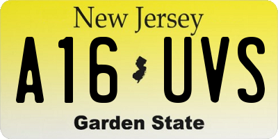 NJ license plate A16UVS