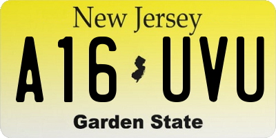 NJ license plate A16UVU