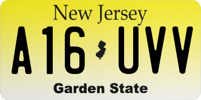 NJ license plate A16UVV