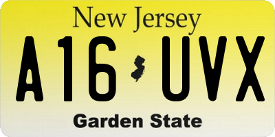 NJ license plate A16UVX