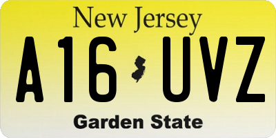 NJ license plate A16UVZ