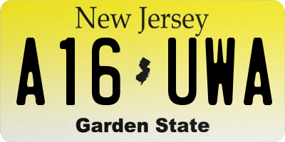 NJ license plate A16UWA