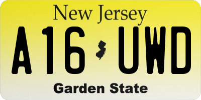 NJ license plate A16UWD