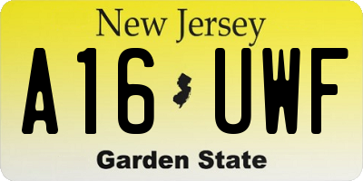NJ license plate A16UWF