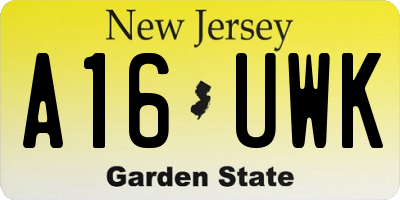 NJ license plate A16UWK