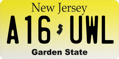 NJ license plate A16UWL
