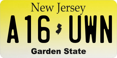 NJ license plate A16UWN