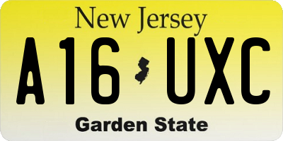 NJ license plate A16UXC