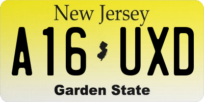 NJ license plate A16UXD