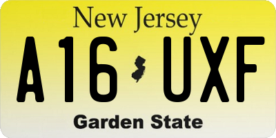 NJ license plate A16UXF