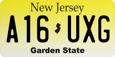 NJ license plate A16UXG