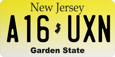 NJ license plate A16UXN