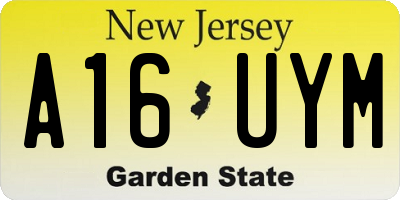 NJ license plate A16UYM
