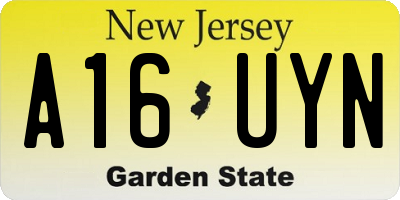 NJ license plate A16UYN