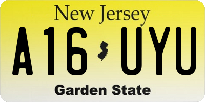 NJ license plate A16UYU