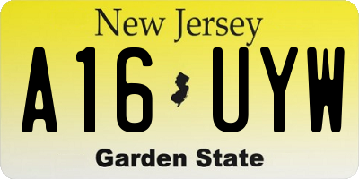 NJ license plate A16UYW