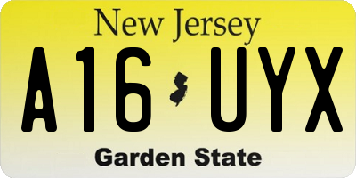 NJ license plate A16UYX