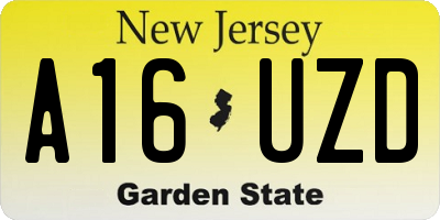 NJ license plate A16UZD