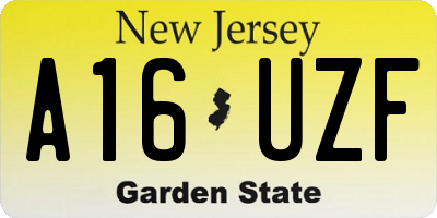 NJ license plate A16UZF