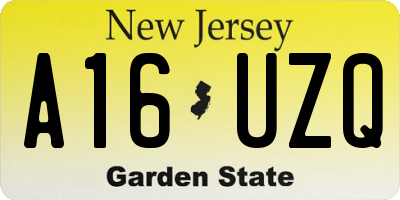 NJ license plate A16UZQ