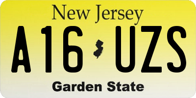 NJ license plate A16UZS