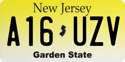 NJ license plate A16UZV