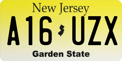 NJ license plate A16UZX