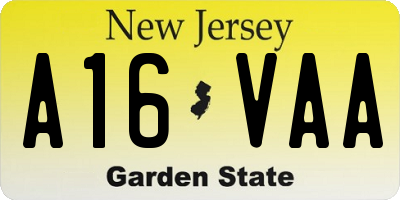 NJ license plate A16VAA