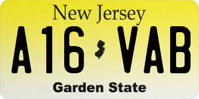 NJ license plate A16VAB