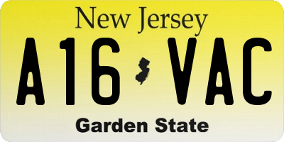 NJ license plate A16VAC