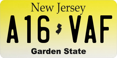 NJ license plate A16VAF