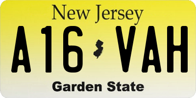 NJ license plate A16VAH