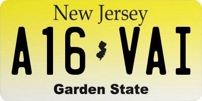 NJ license plate A16VAI